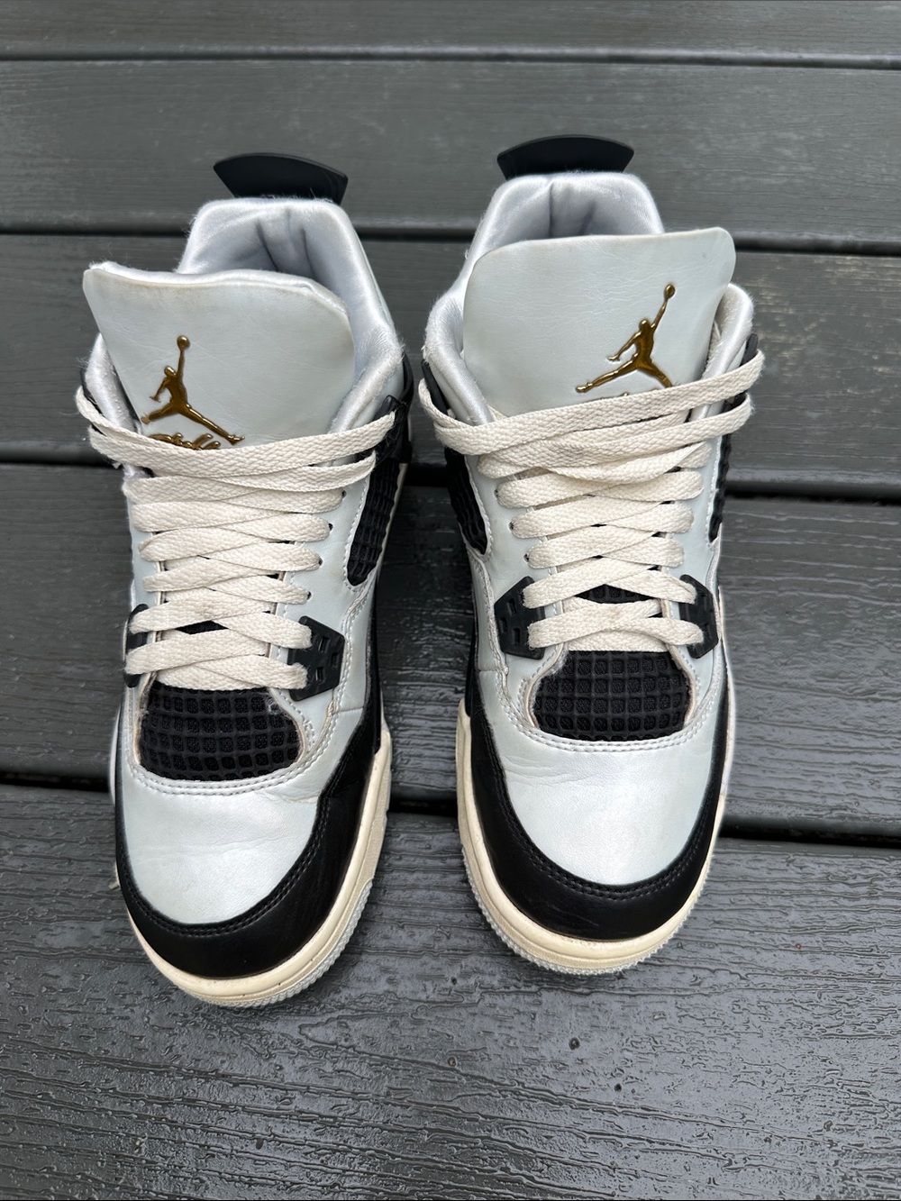 Jordan Sneakers in White, Black & Gold Accent